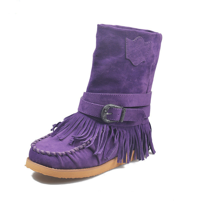 Jessica – Modische Damenstiefel mit Fransen und Schnalle