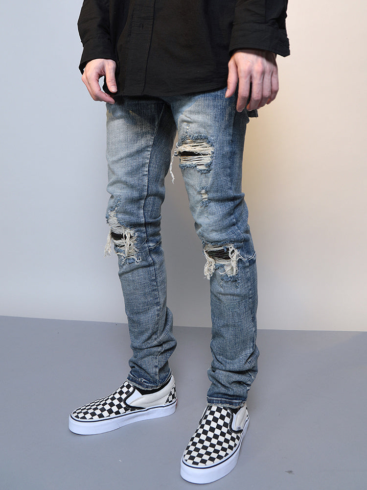 Victor – Zerrissene gewaschene blaue Jeans