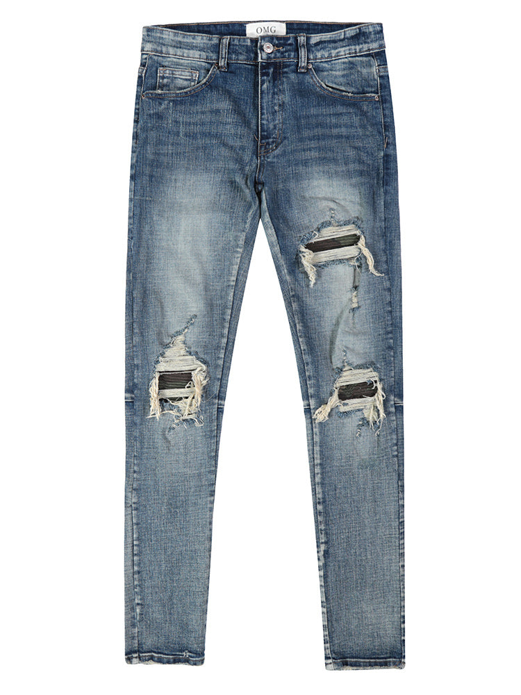 Victor – Zerrissene gewaschene blaue Jeans