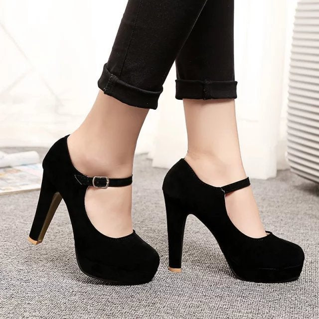 Damen Mary Jane Pumps mit Blockabsatz & Schnalle | Elegant