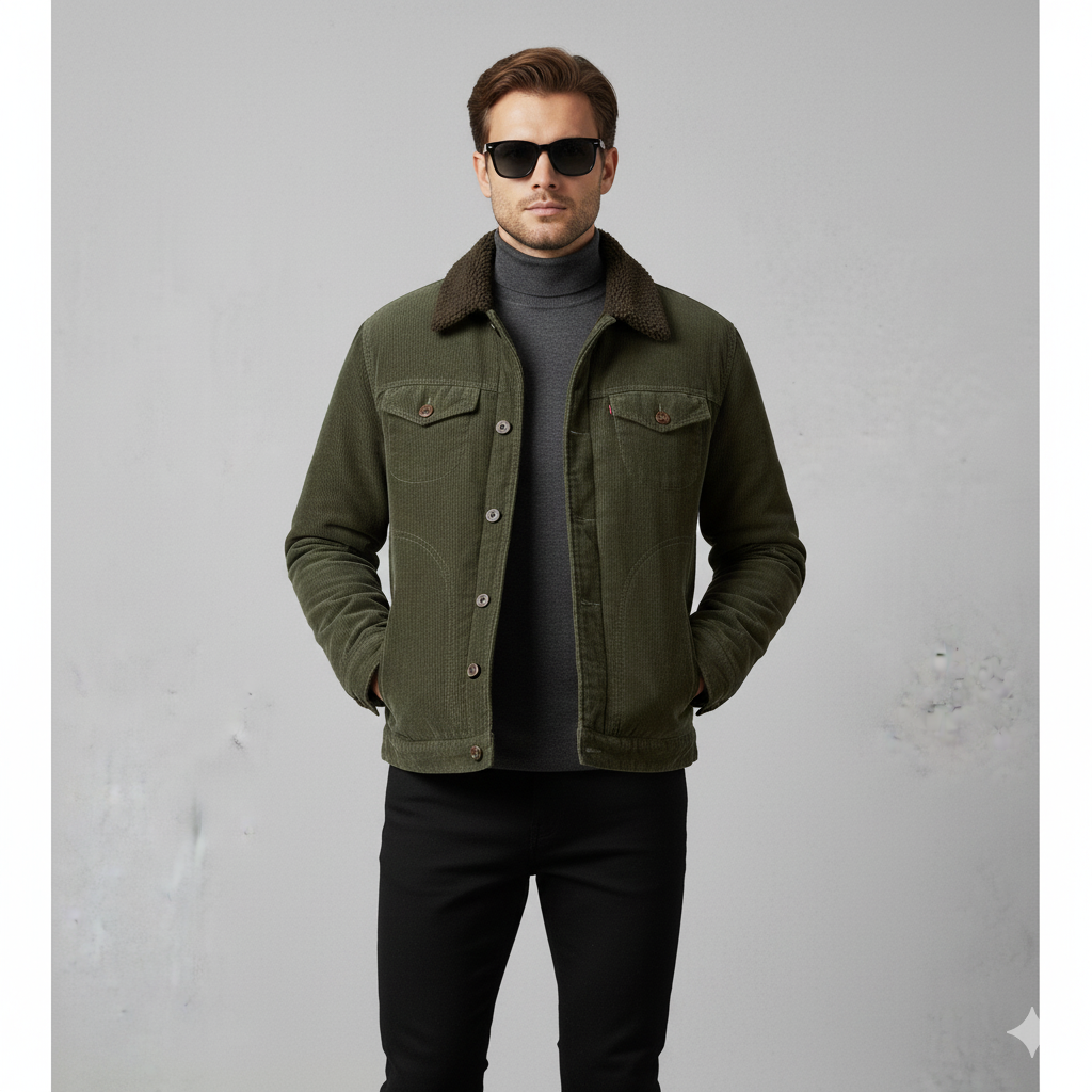 Herren Cordjacke mit Teddyfutter | Warm & Lässig | Herbst Winter