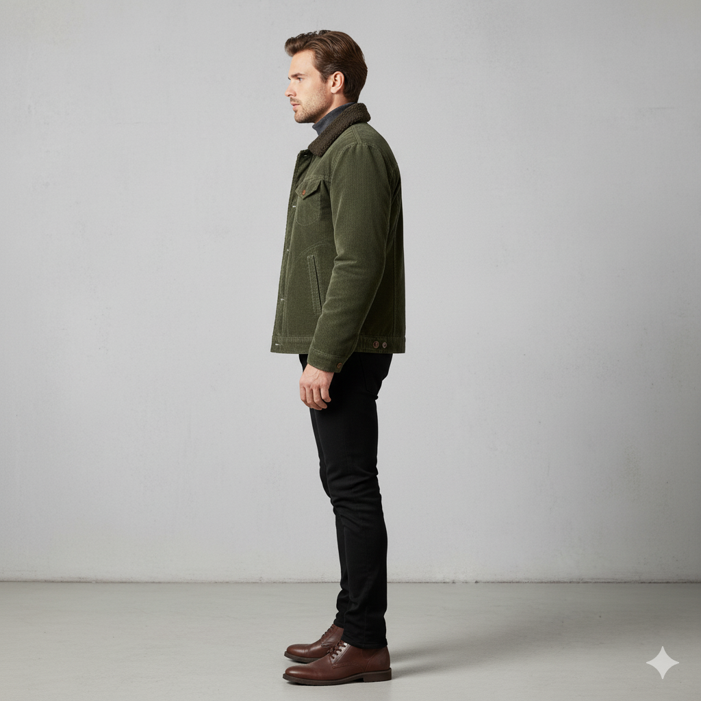 Herren Cordjacke mit Teddyfutter | Warm & Lässig | Herbst Winter