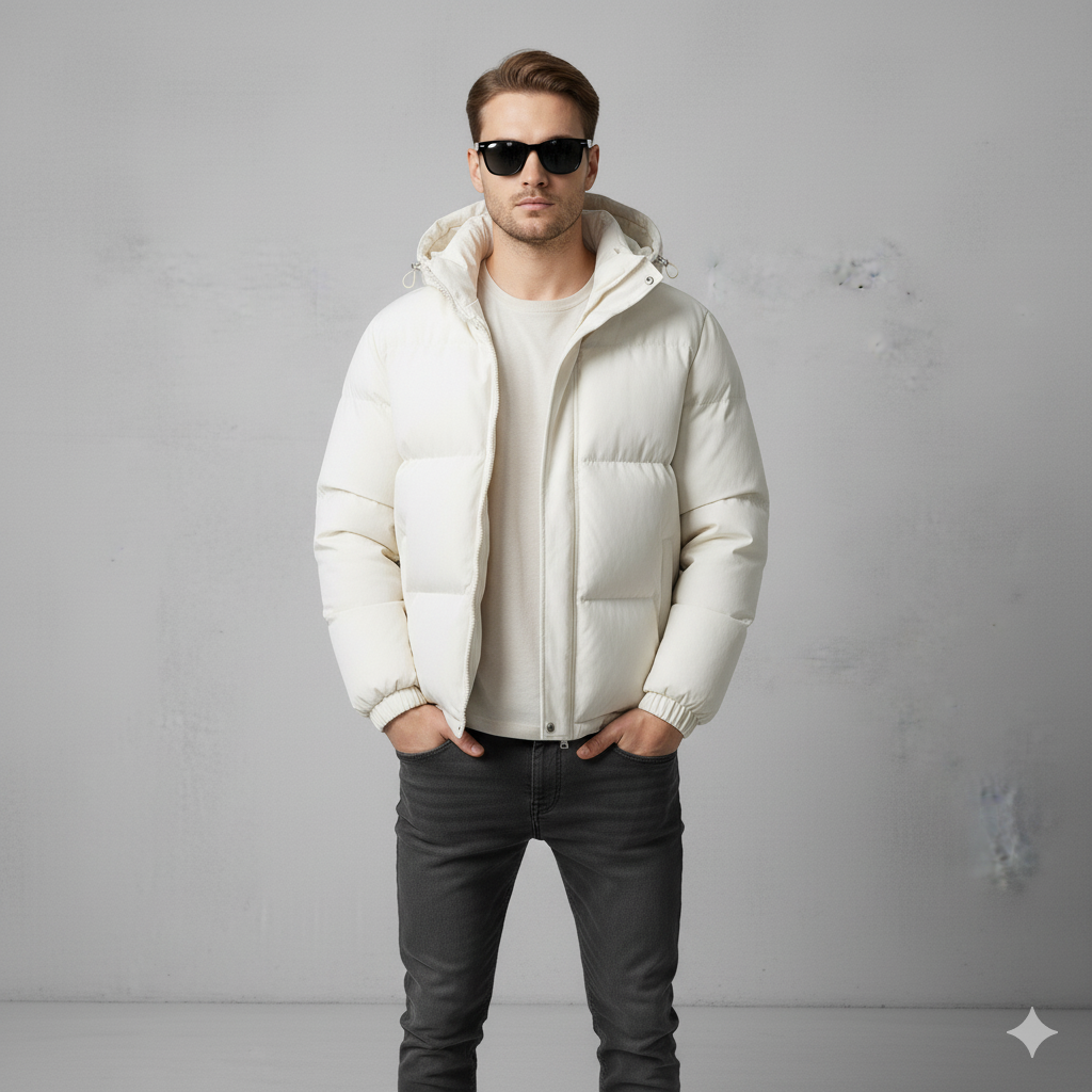 Warme Herren Steppjacke mit Kapuze | Winter Casual