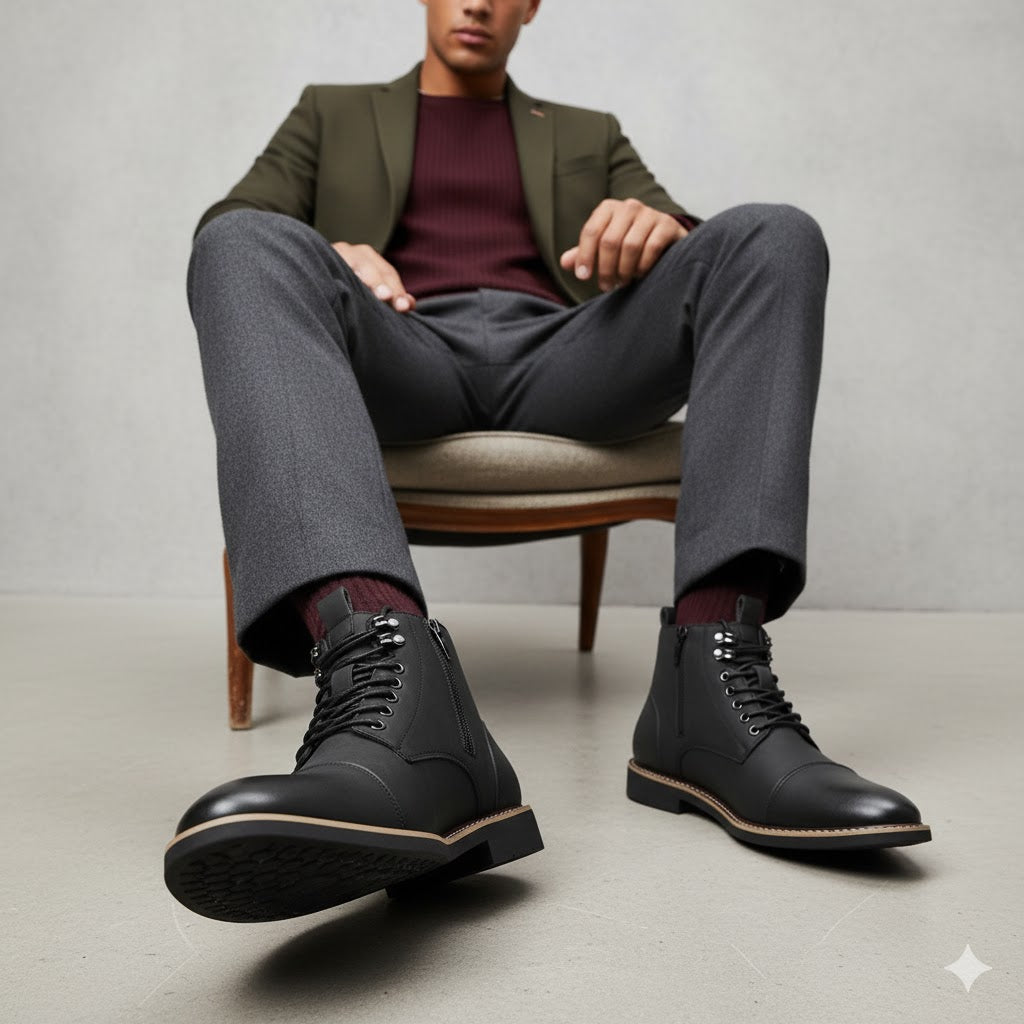 Elegante Herren Stiefeletten | Rutschfest & mit Reißverschluss
