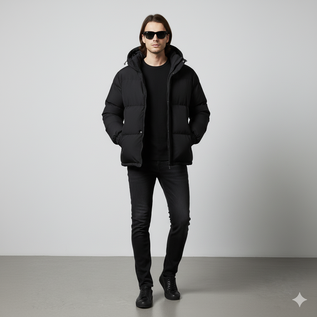 Warme Herren Steppjacke mit Kapuze | Winter Casual