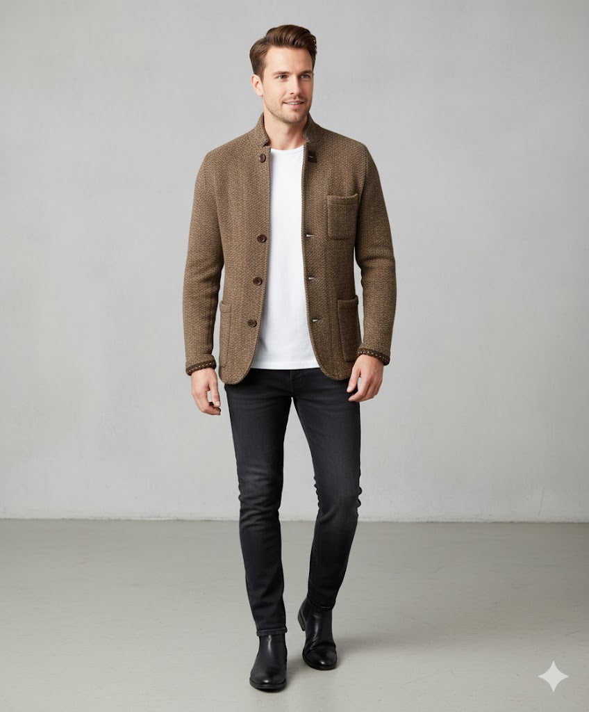 Herren Strickjacke mit Stehkragen | Slim Fit | Winter