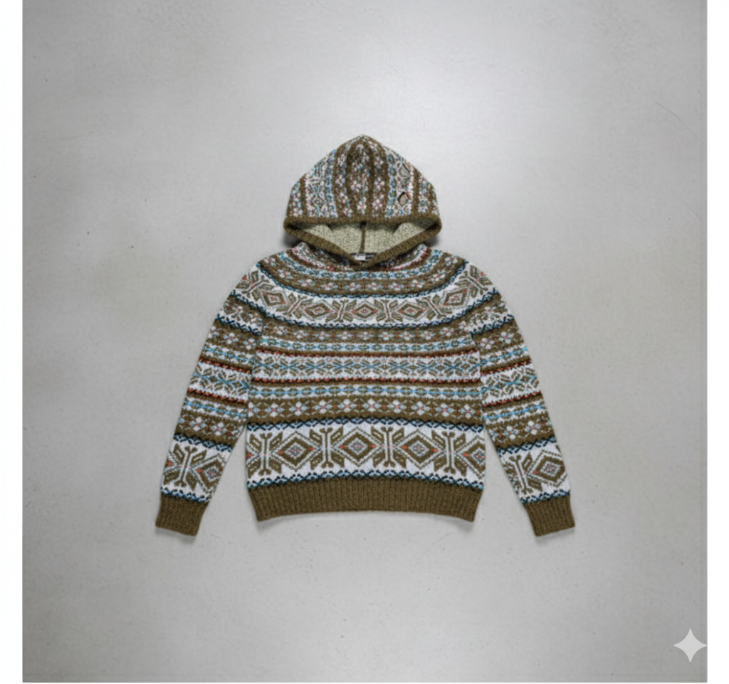 Gemusterter Damen Hoodie Pullover mit Kapuze | Winter