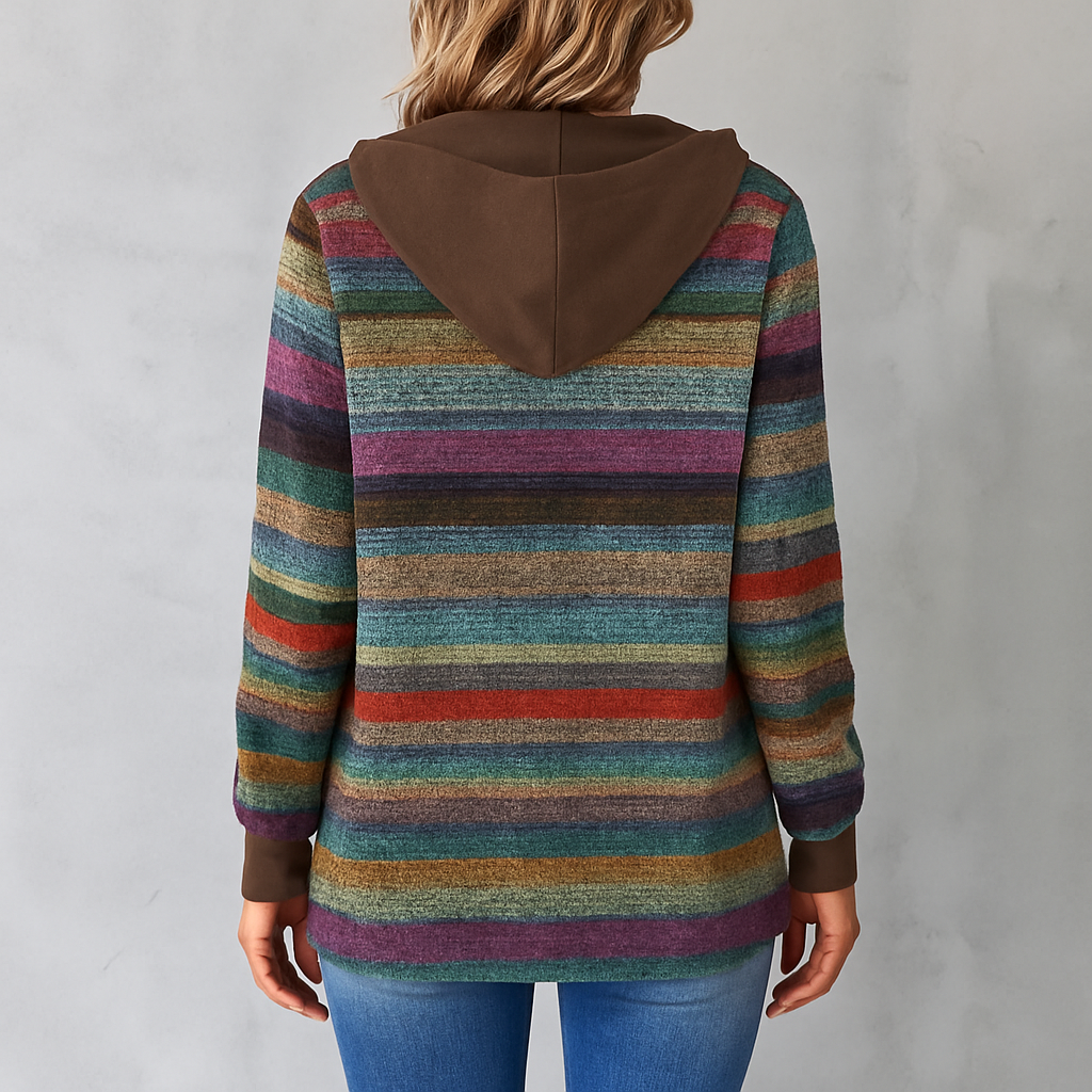 Gemusterte Damen Wolljacke mit Kapuze | Herbst & Winter | Lässig