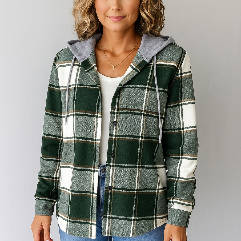 Gemusterte Damen Wolljacke mit Kapuze | Herbst & Winter | Lässig