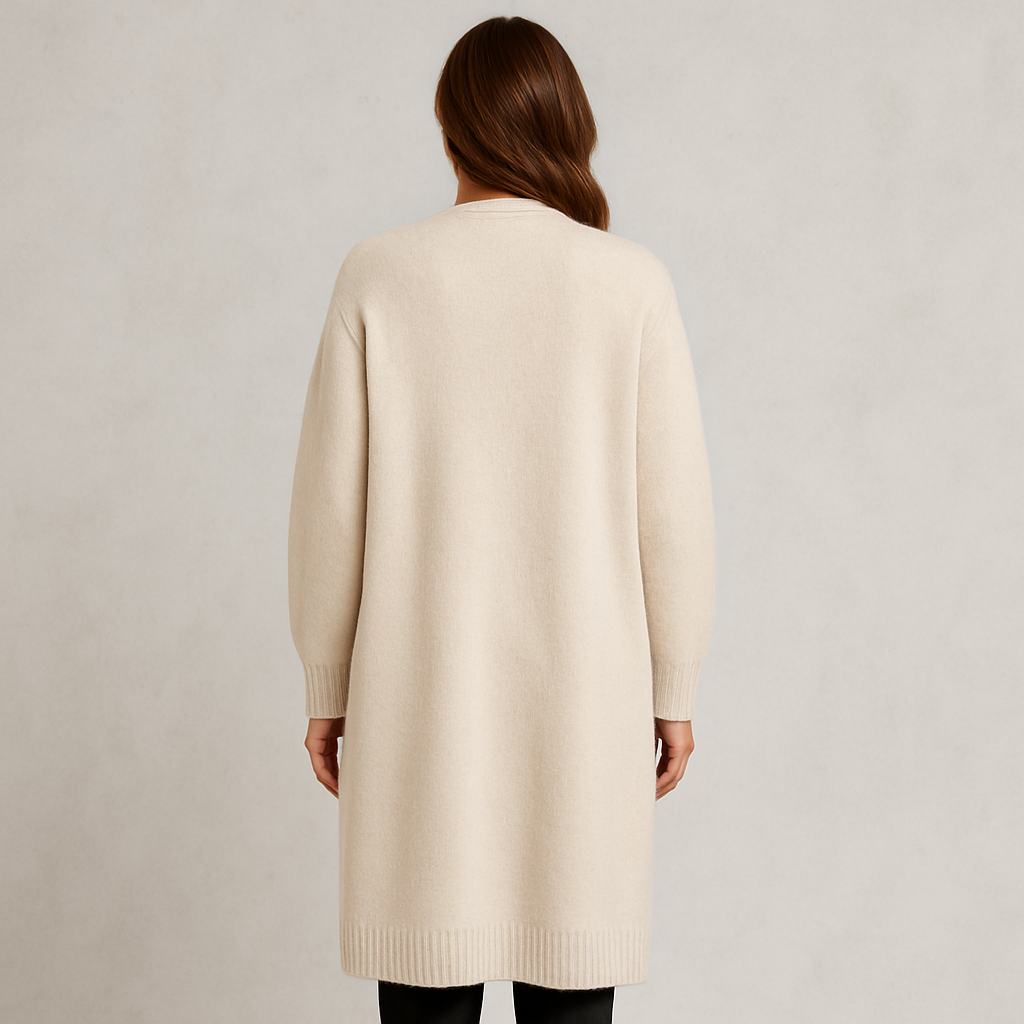 Langer Damen Strickjacke mit Taschen | Herbst & Winter | Elegant