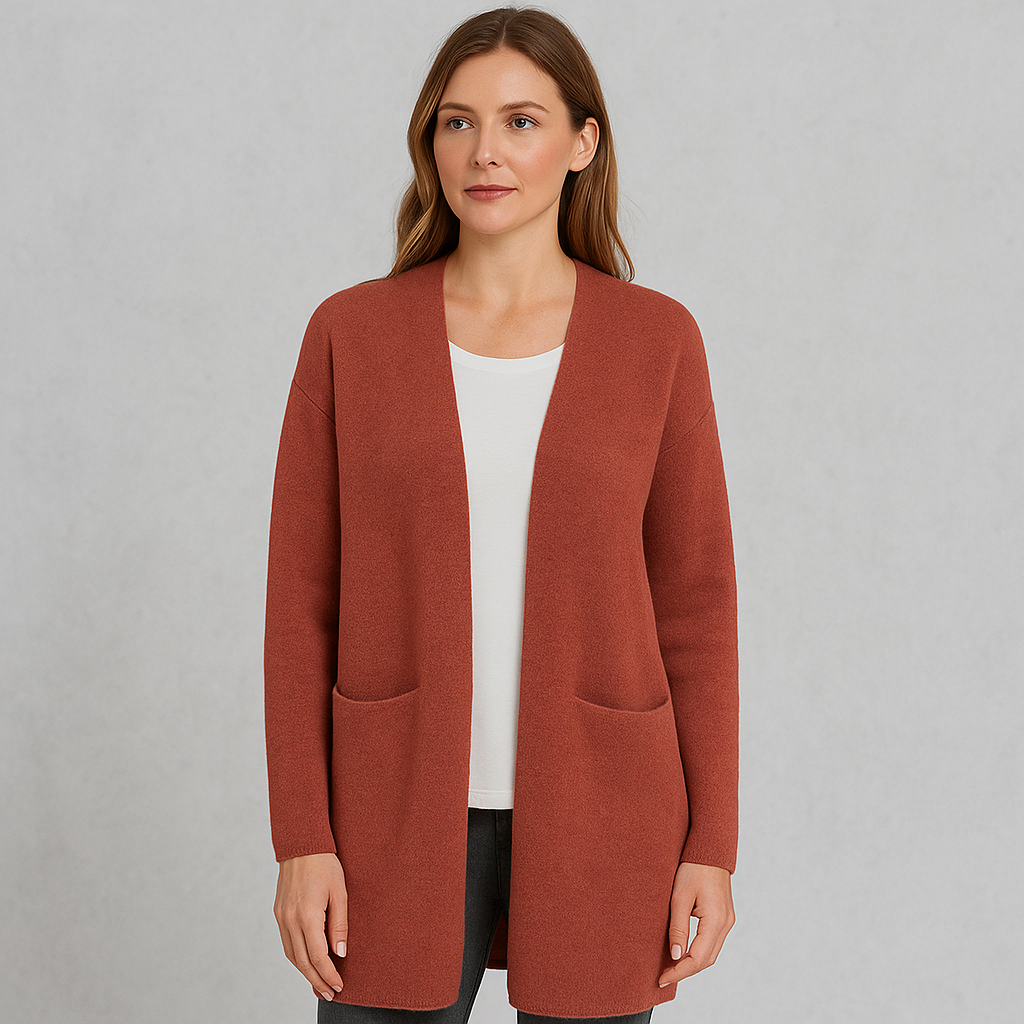 Langer Damen Strickjacke mit Taschen | Herbst & Winter | Elegant