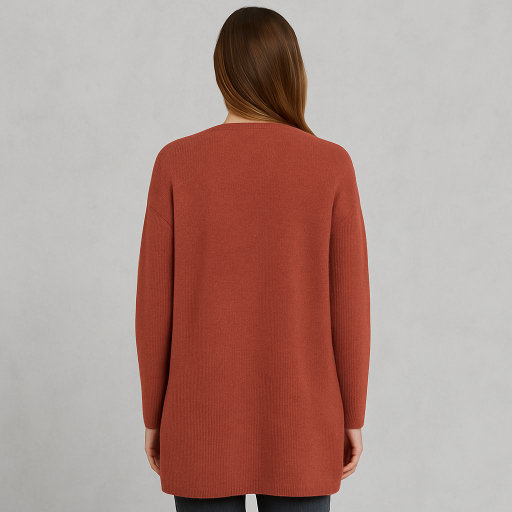 Langer Damen Strickjacke mit Taschen | Herbst & Winter | Elegant