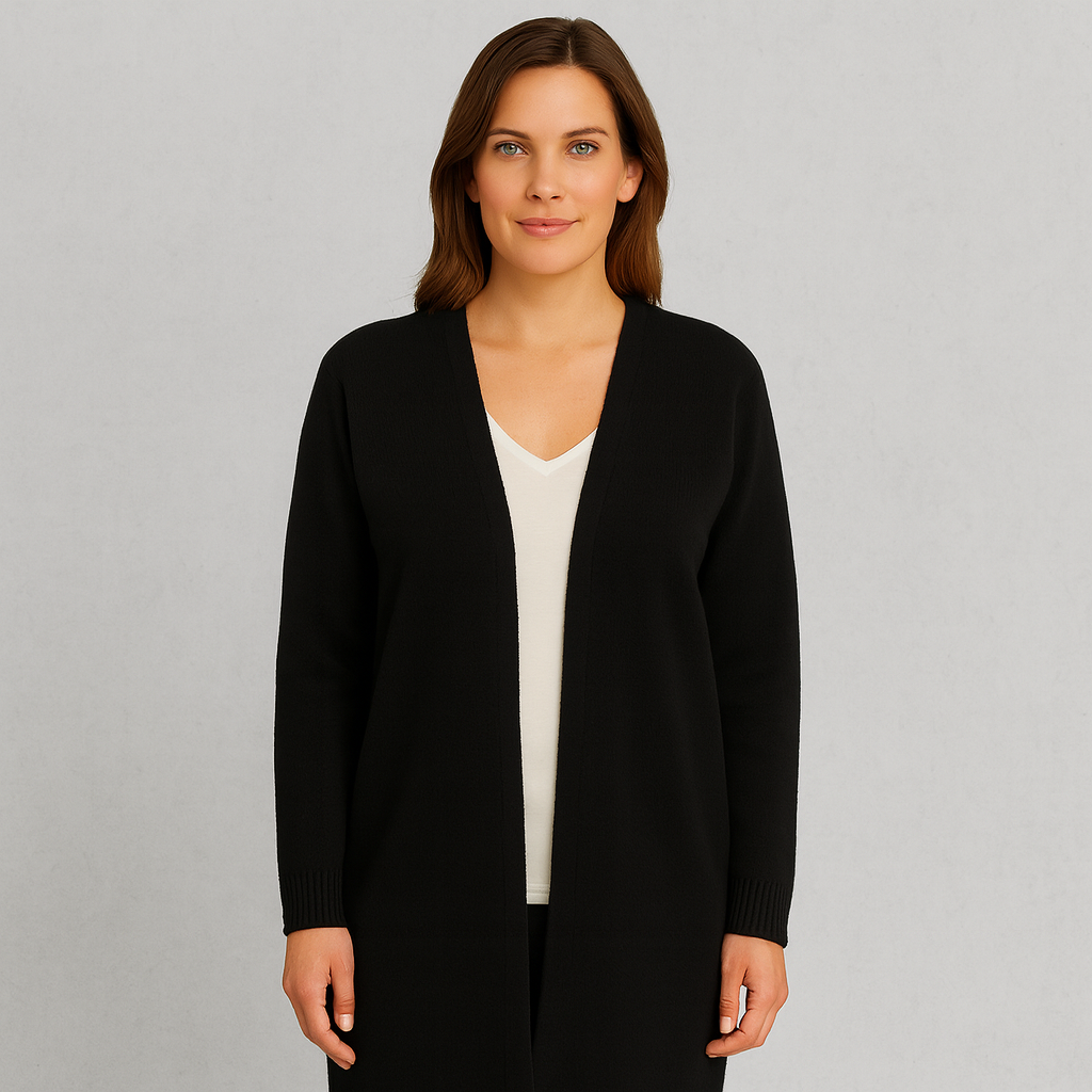 Langer Damen Strickjacke mit Taschen | Herbst & Winter | Elegant