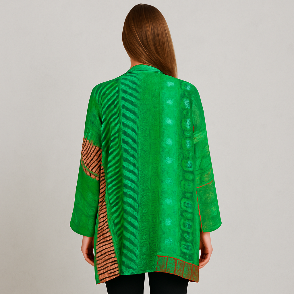 Weit geschnittener Damenmantel mit Ethno Muster | Boho Stil
