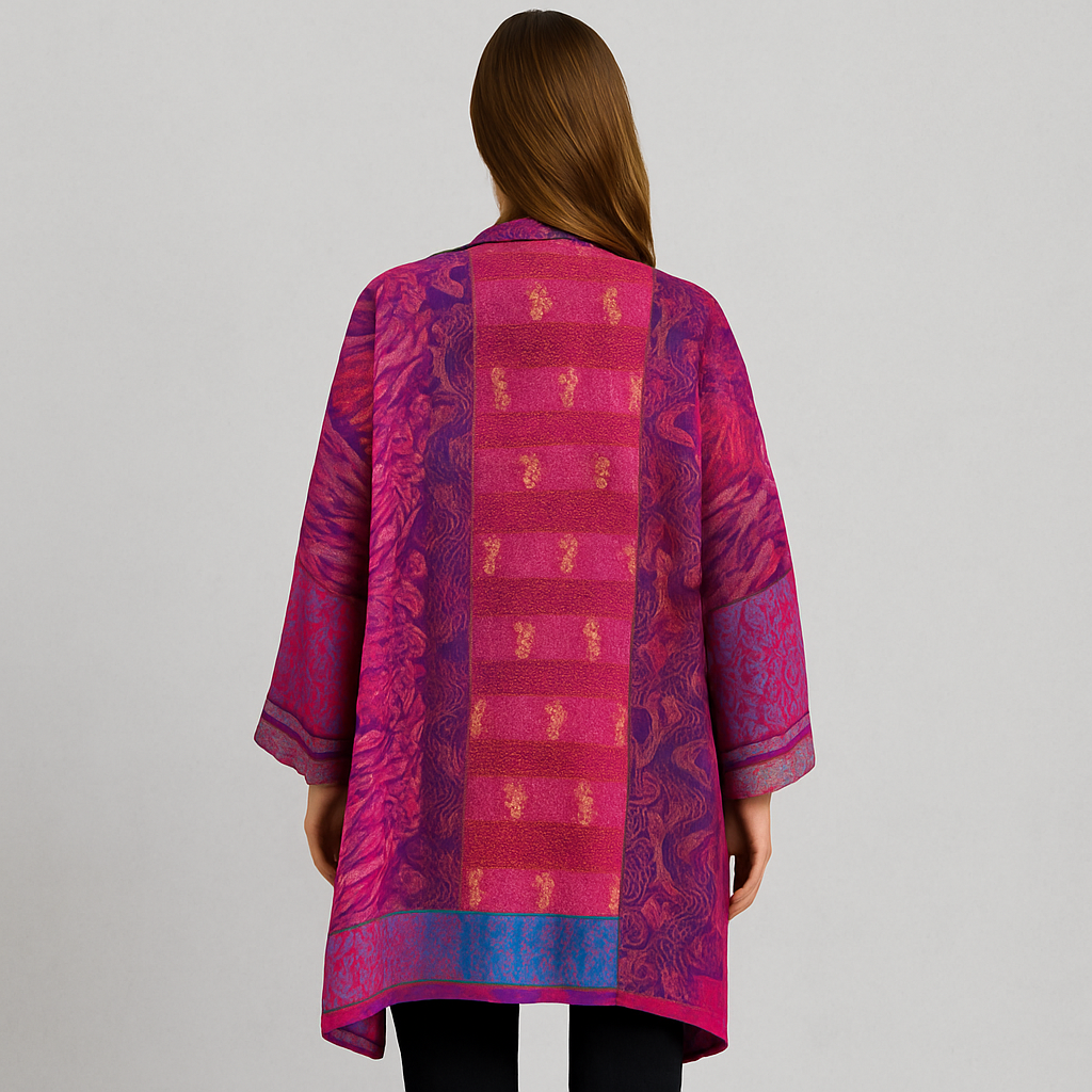 Weit geschnittener Damenmantel mit Ethno Muster | Boho Stil