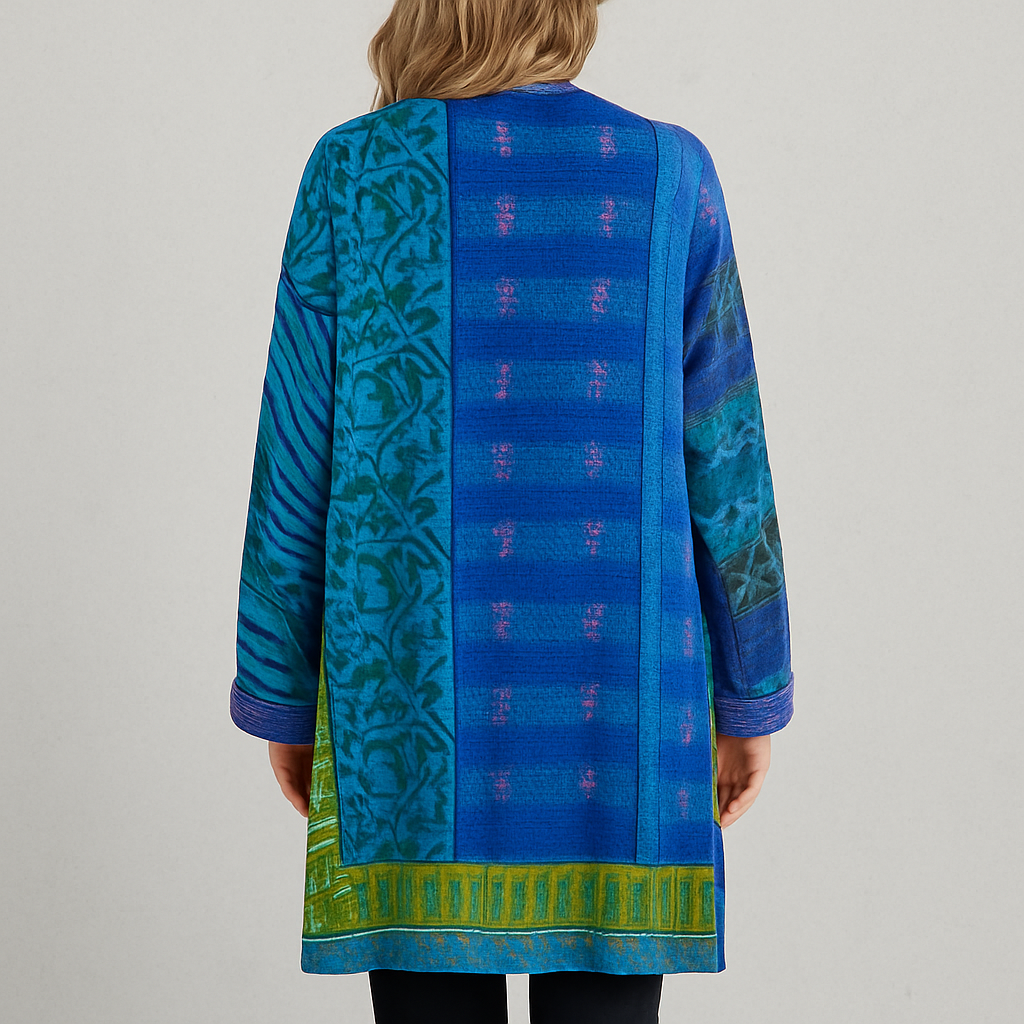 Weit geschnittener Damenmantel mit Ethno Muster | Boho Stil