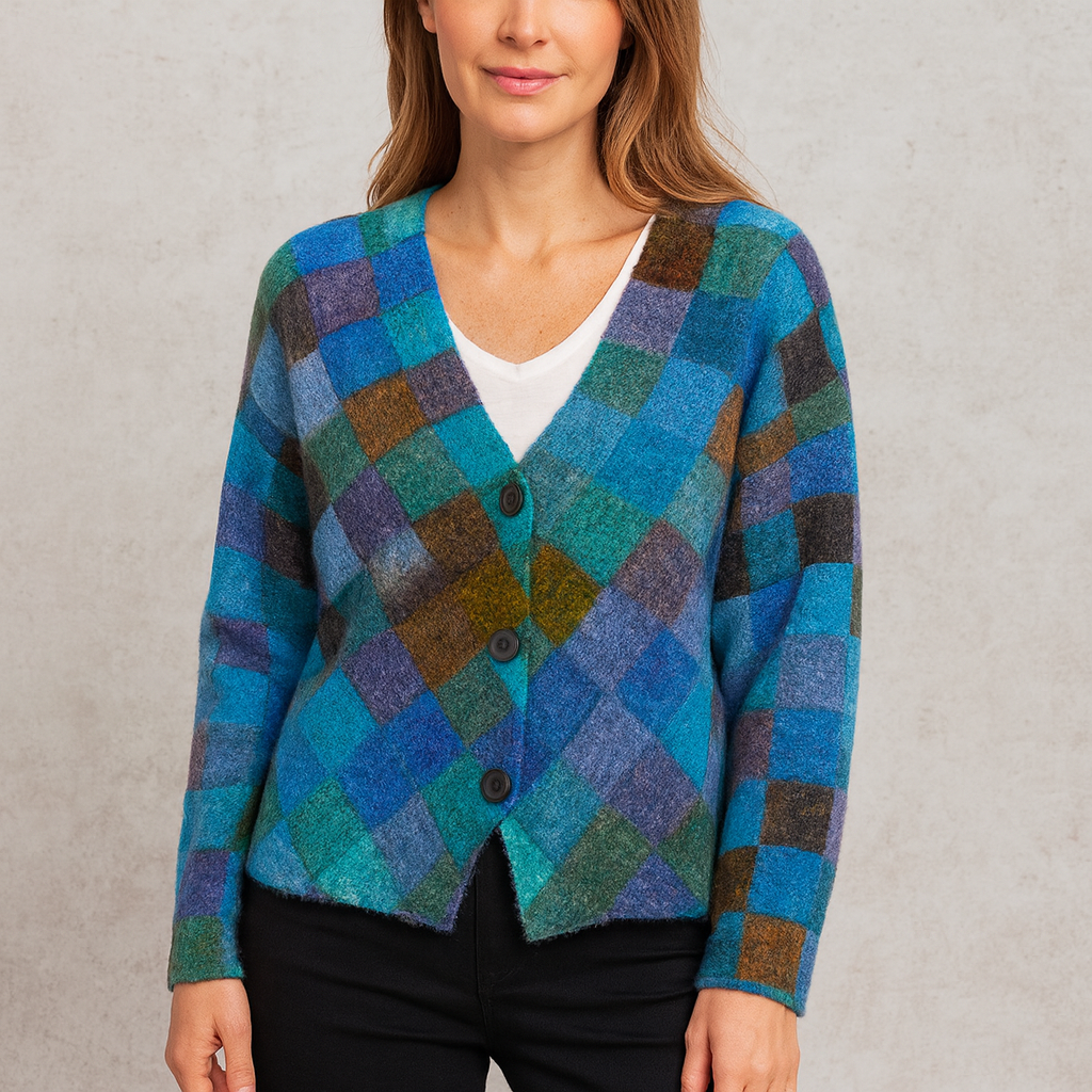 Damen Strickjacke mit abstraktem Print | Herbst/Winter | Stylisch