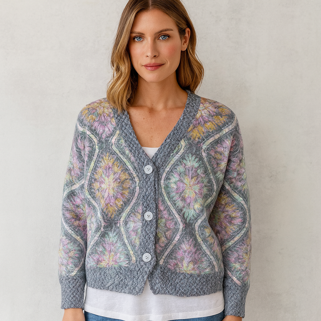 Damen Strickjacke mit abstraktem Print | Herbst/Winter | Stylisch