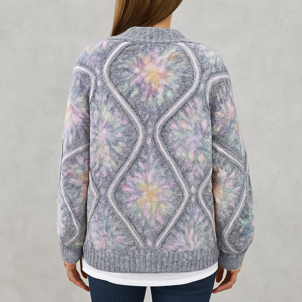 Damen Strickjacke mit abstraktem Print | Herbst/Winter | Stylisch