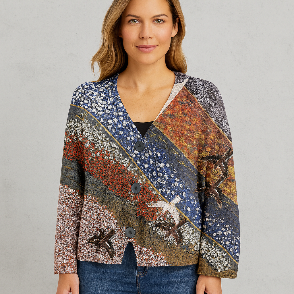 Damen Strickjacke mit abstraktem Print | Herbst/Winter | Stylisch