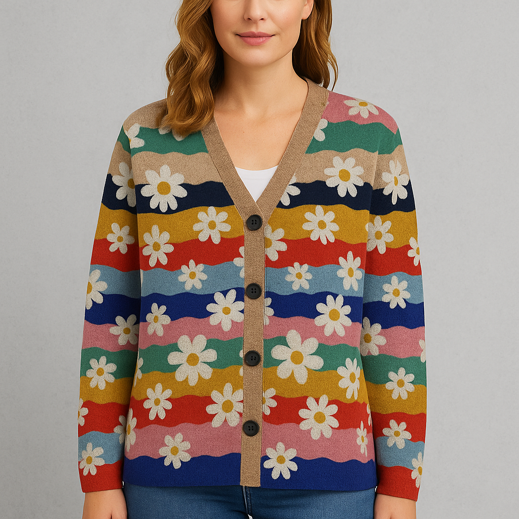 Damen Strickjacke mit abstraktem Print | Herbst/Winter | Stylisch