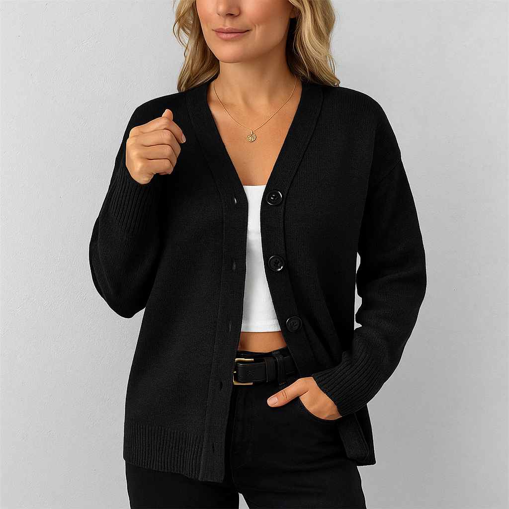Lässiger Damen Strickjacke mit Knopfleiste | Herbst Winter