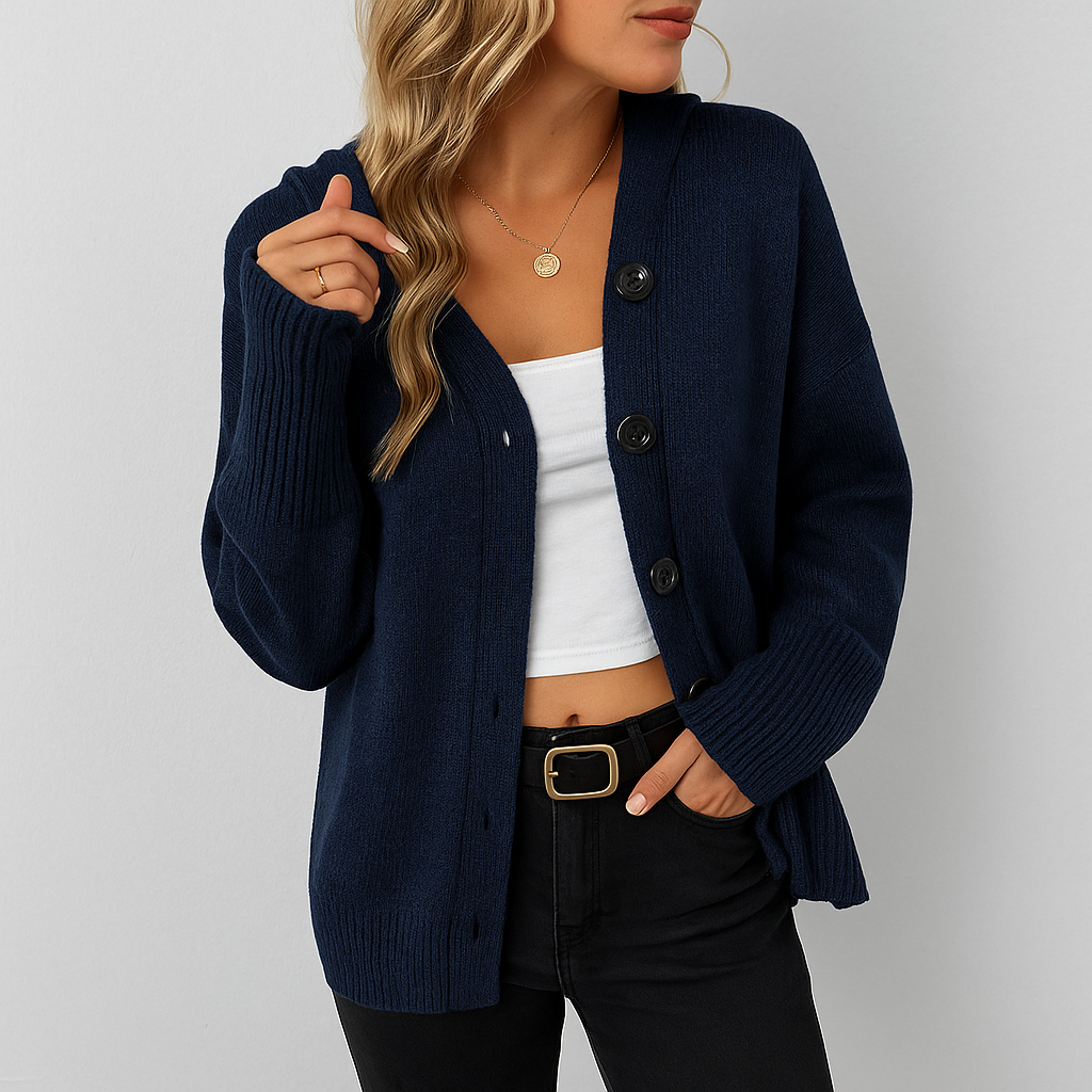 Lässiger Damen Strickjacke mit Knopfleiste | Herbst Winter