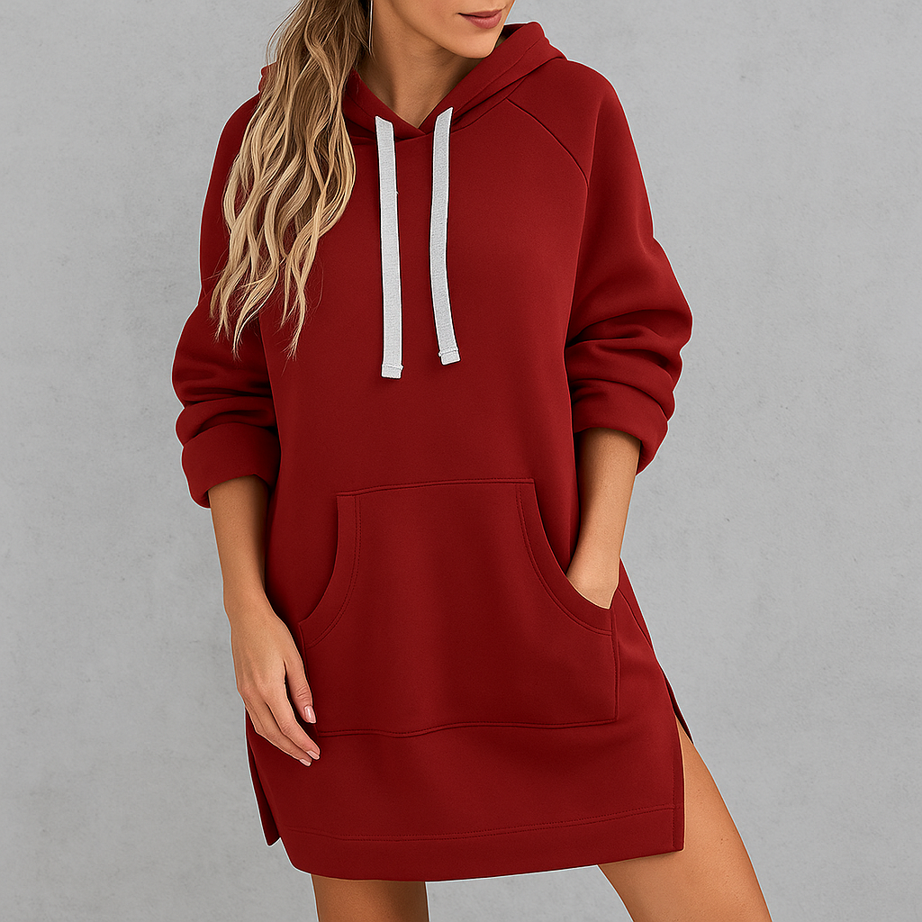 Lässiges Damen Hoodie Kleid mit Kordelzug | Bequem für Freizeit