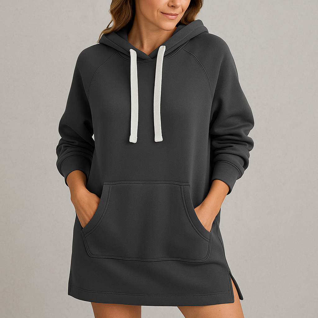 Lässiges Damen Hoodie Kleid mit Kordelzug | Bequem für Freizeit