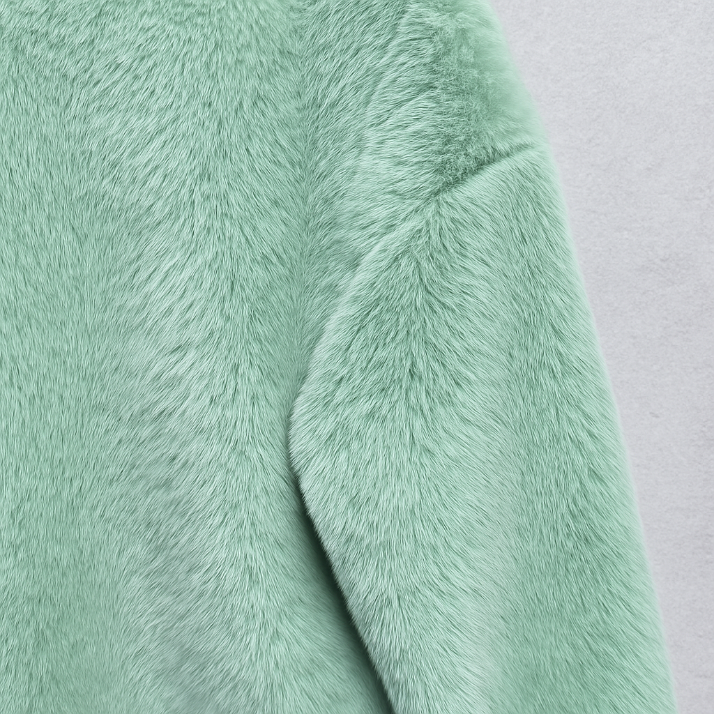 Kuschelige Damen Plüschjacke mit Kapuze und Reißverschluss | Winter