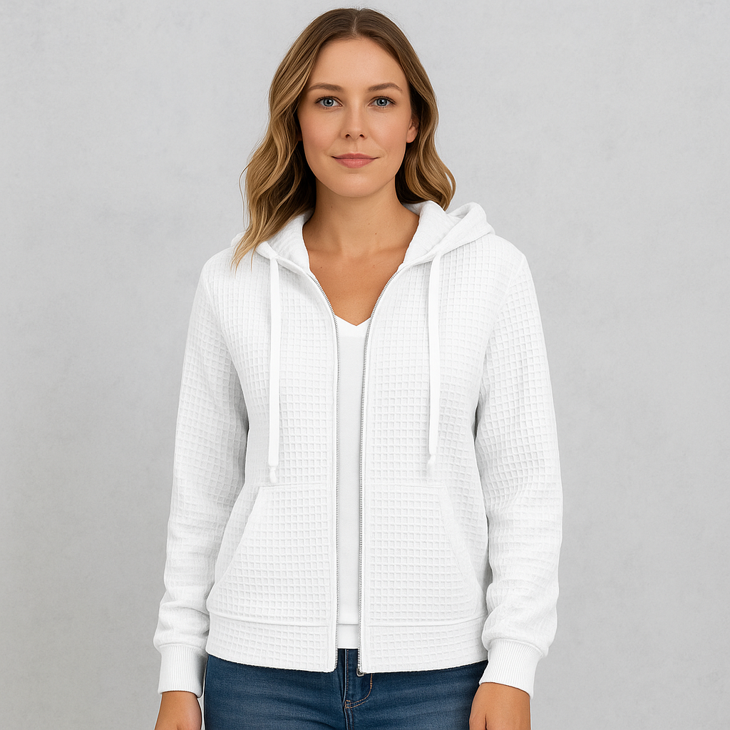 Leichter Damen Kapuzen Strickjacke mit Reißverschluss | Übergang