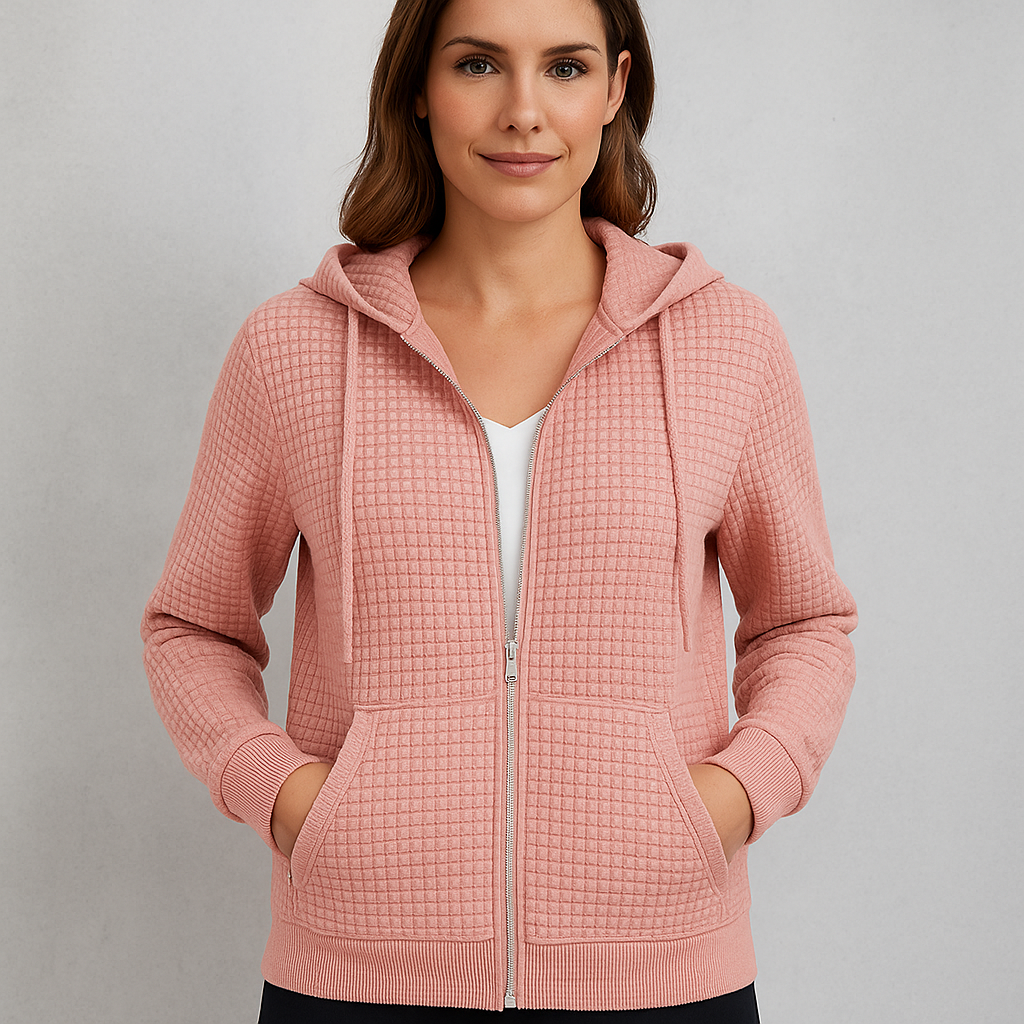 Leichter Damen Kapuzen Strickjacke mit Reißverschluss | Übergang