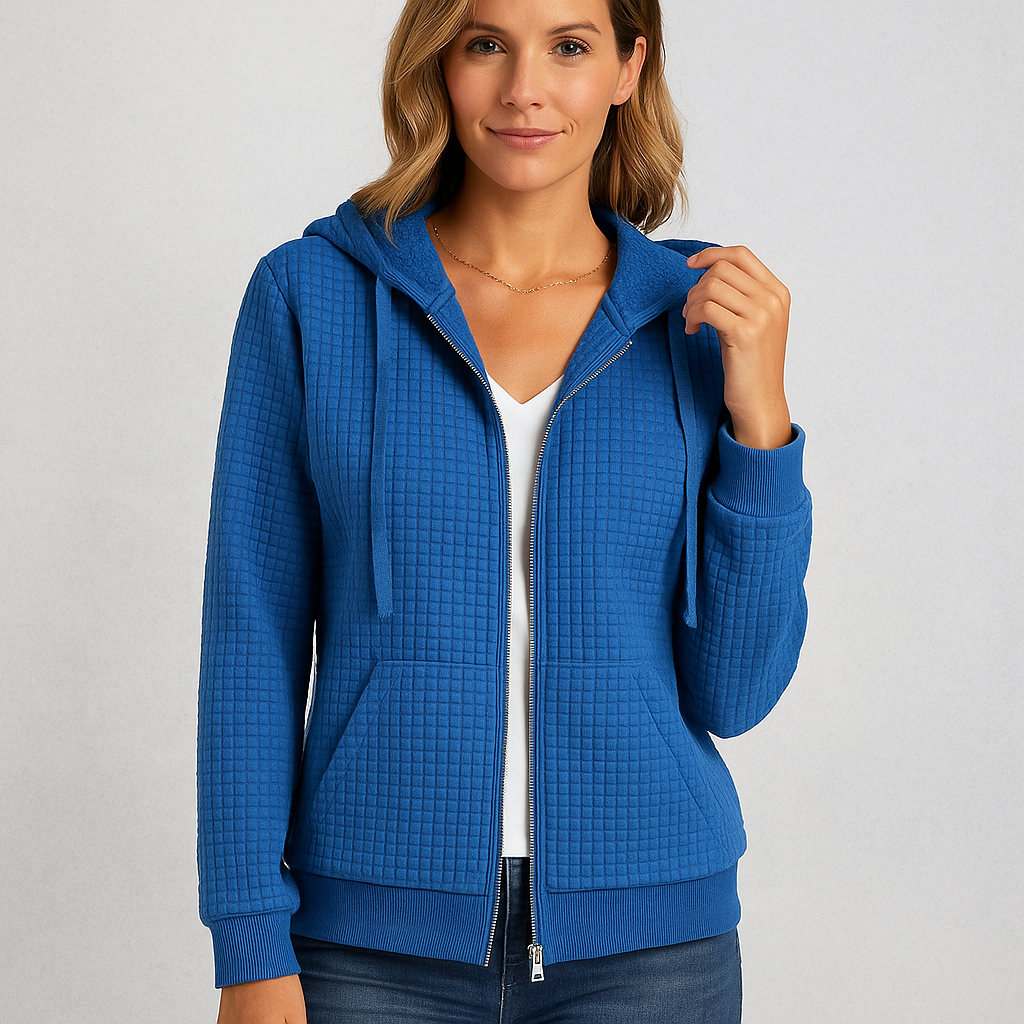 Leichter Damen Kapuzen Strickjacke mit Reißverschluss | Übergang