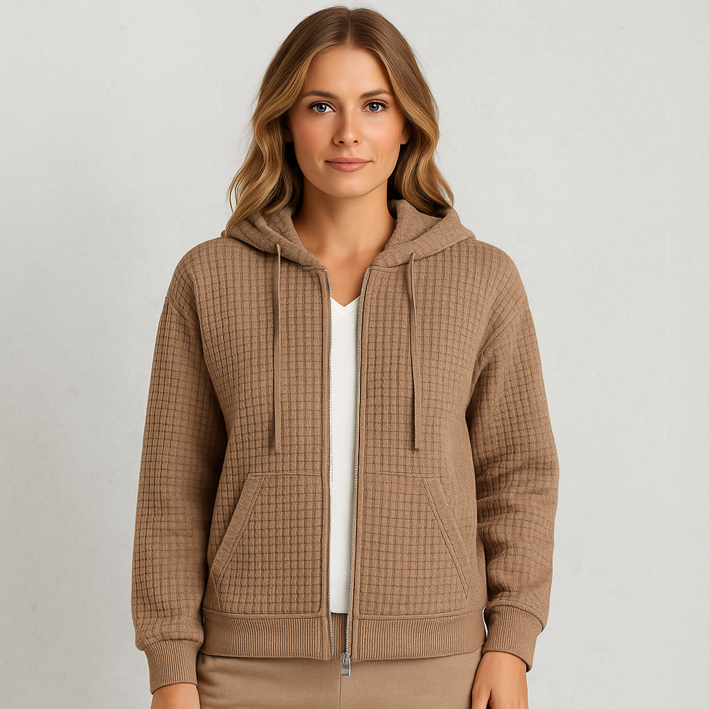 Leichter Damen Kapuzen Strickjacke mit Reißverschluss | Übergang