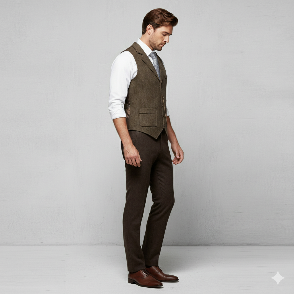 Herren Weste mit Fischgrätenmuster | Elegant & Modern | Herbst/Winter