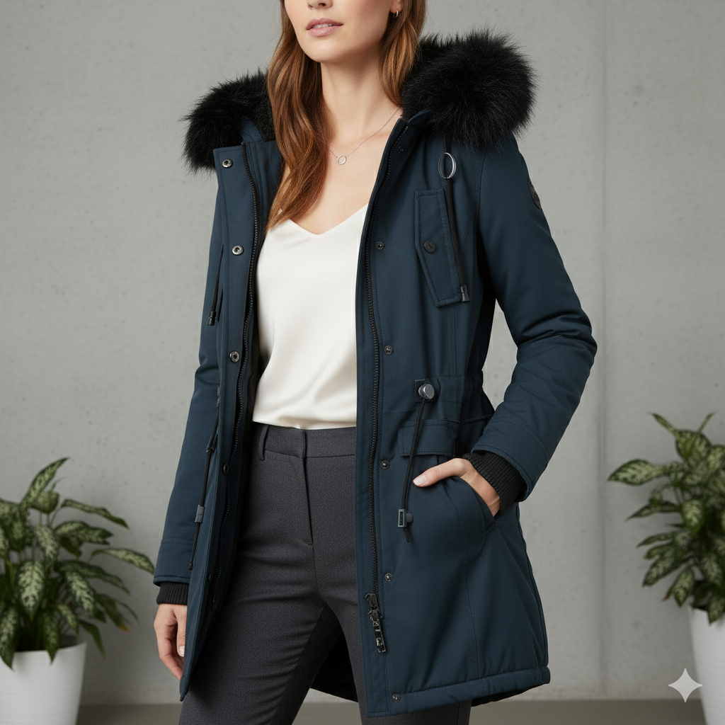 Damen Winterjacke mit Fellkapuze | Warm & Gefüttert