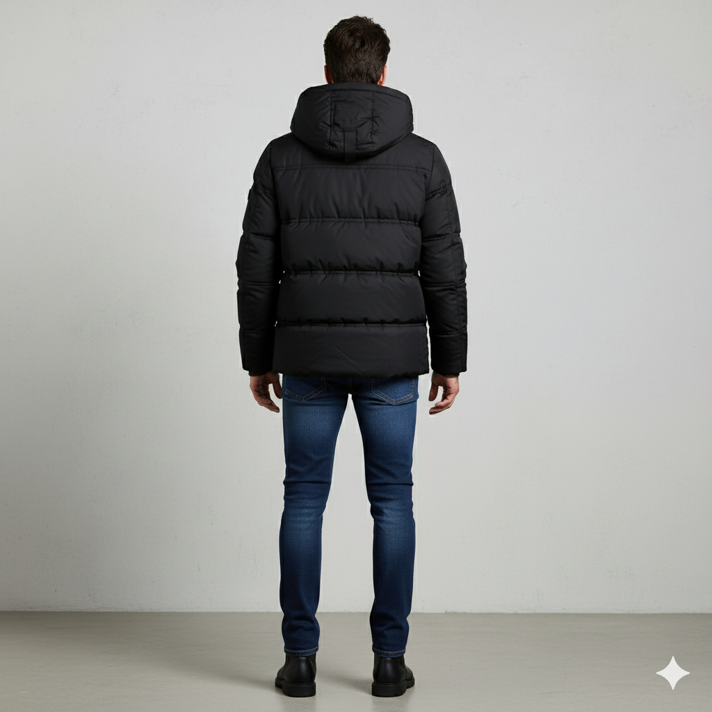 Warmer Herren Daunenmantel mit Kapuze | Winter & Freizeit