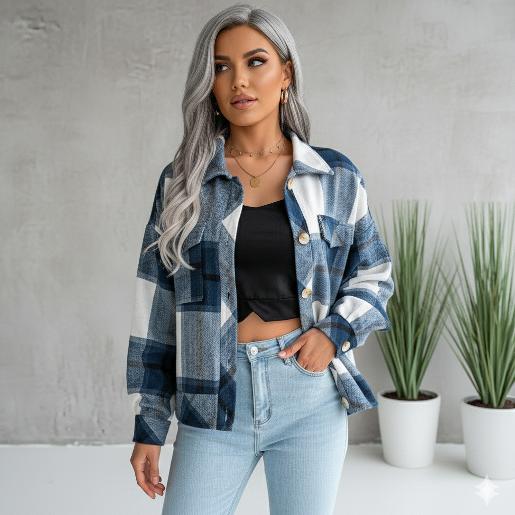 Damen Karo Hemdjacke | Lässig & Weich | Herbst
