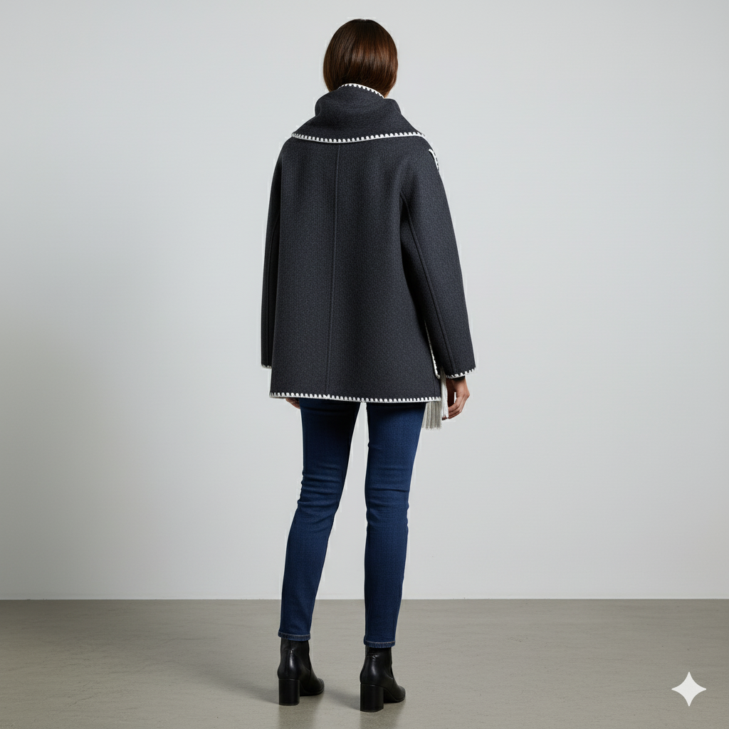 Damen Wollmantel mit Schal Kragen | Winter | Locker & Warm