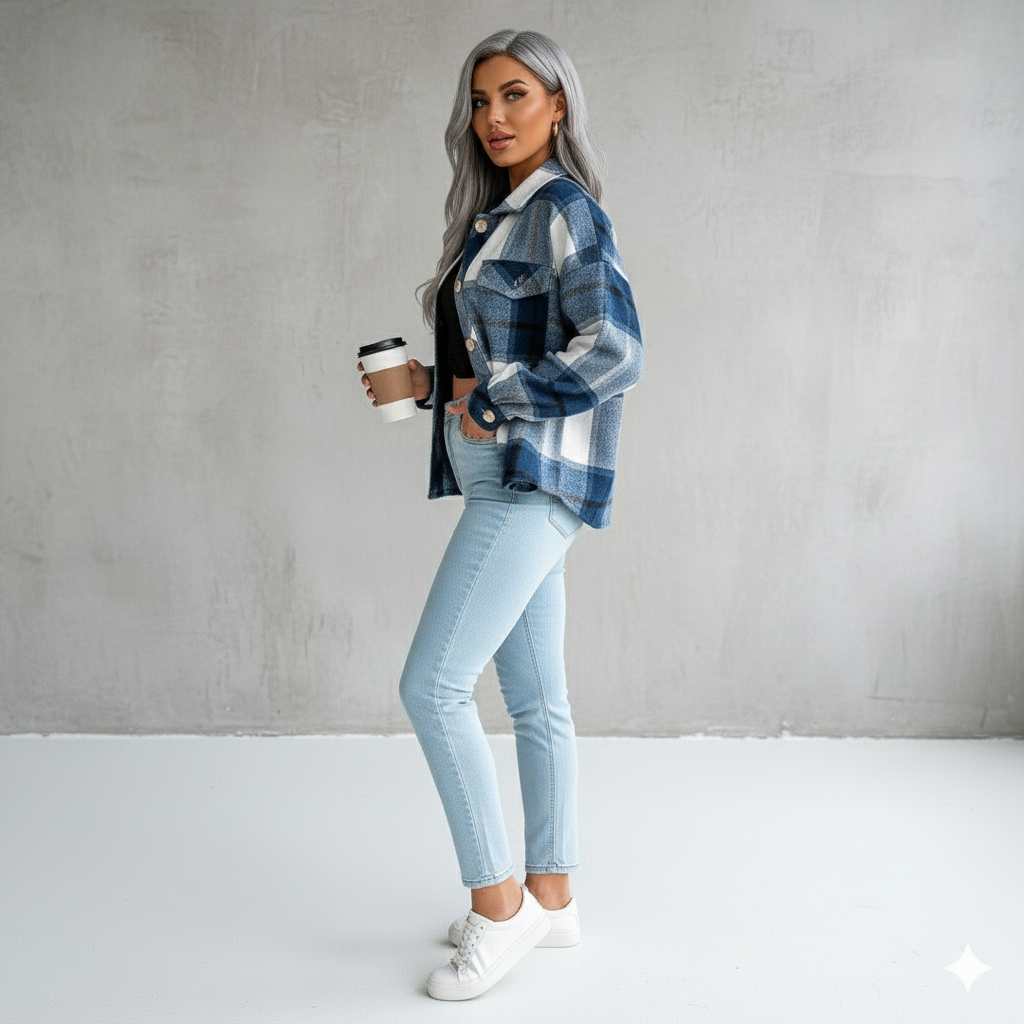 Damen Karo Hemdjacke | Lässig & Weich | Herbst