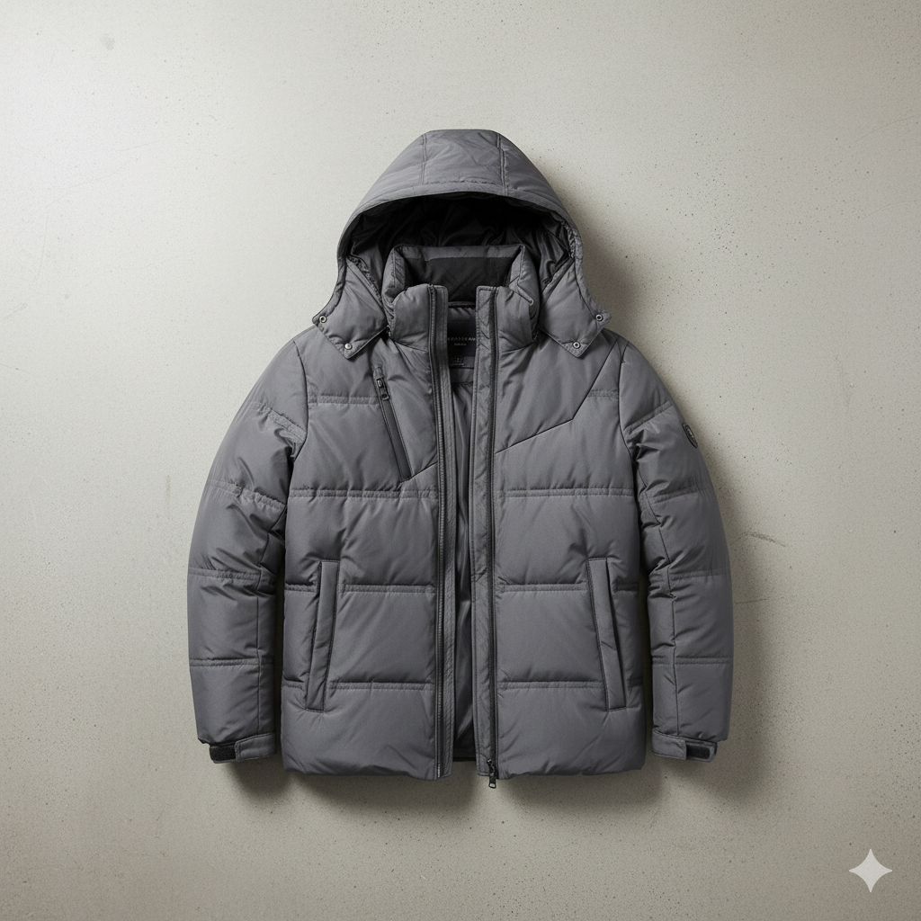 Warmer Herren Daunenmantel mit Kapuze | Winter & Freizeit
