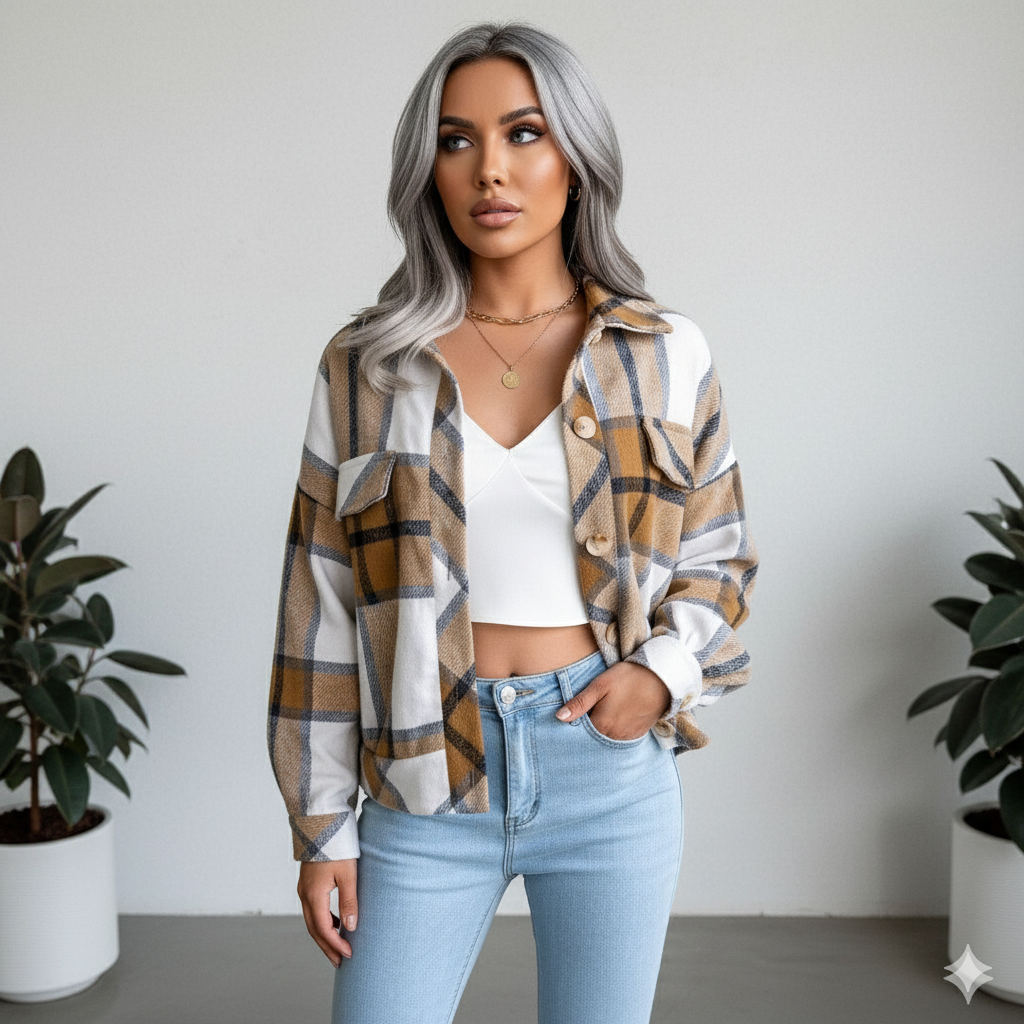 Damen Karo Hemdjacke | Lässig & Weich | Herbst