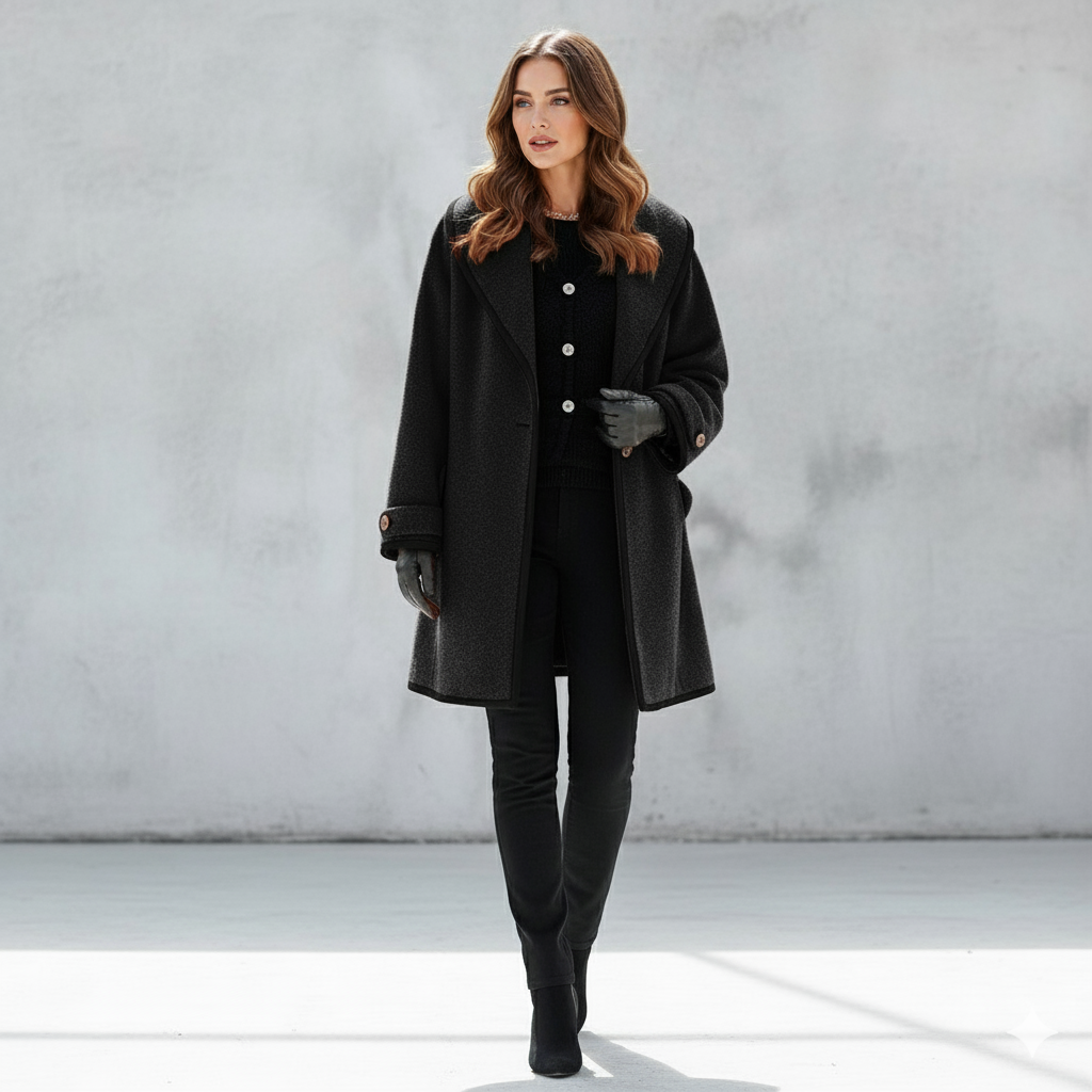 Eleganter Damenmantel mit Kontrastdetails | Herbst/Winter