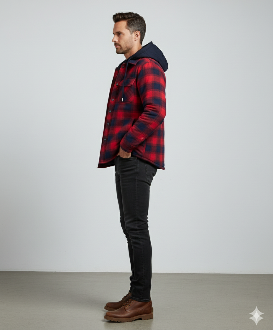 Gepolsterte Herrenjacke mit Karomuster | Warm & Casual Winter