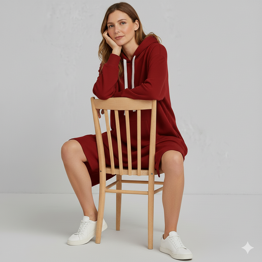 Lässiges Damen Hoodie Kleid mit Kordelzug | Bequem für Freizeit