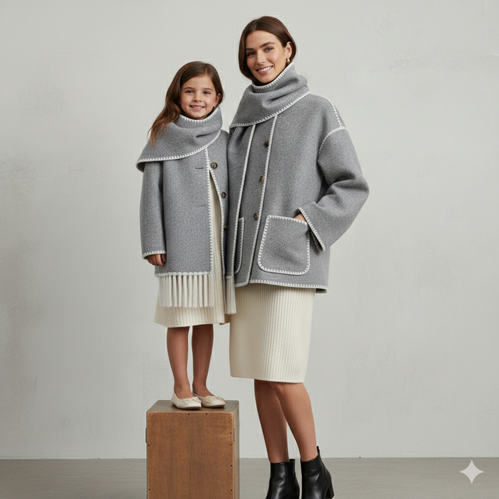 Damen Wollmantel mit Schal Kragen | Winter | Locker & Warm