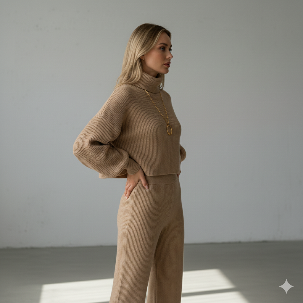 Damen Rollkragen Set mit Langarm | Lässig & Bequem | Winter