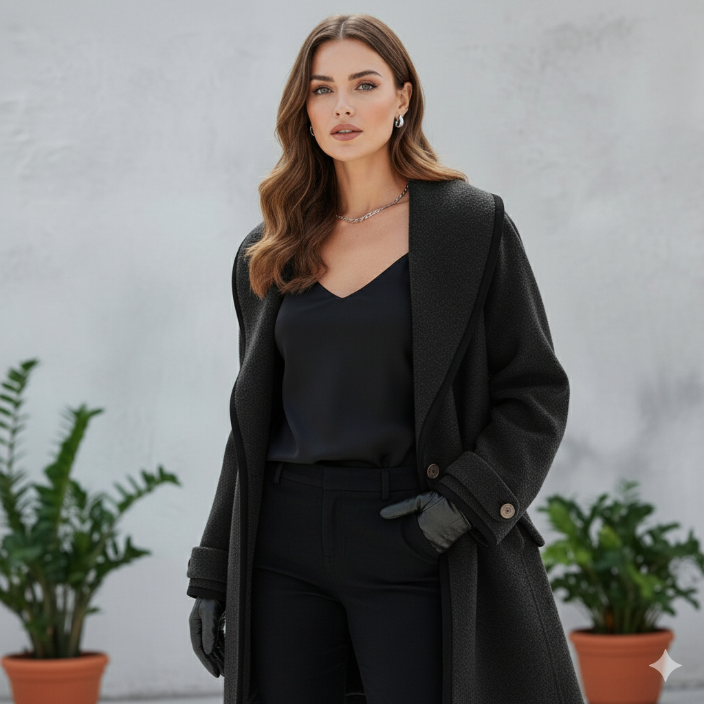 Eleganter Damenmantel mit Kontrastdetails | Herbst/Winter