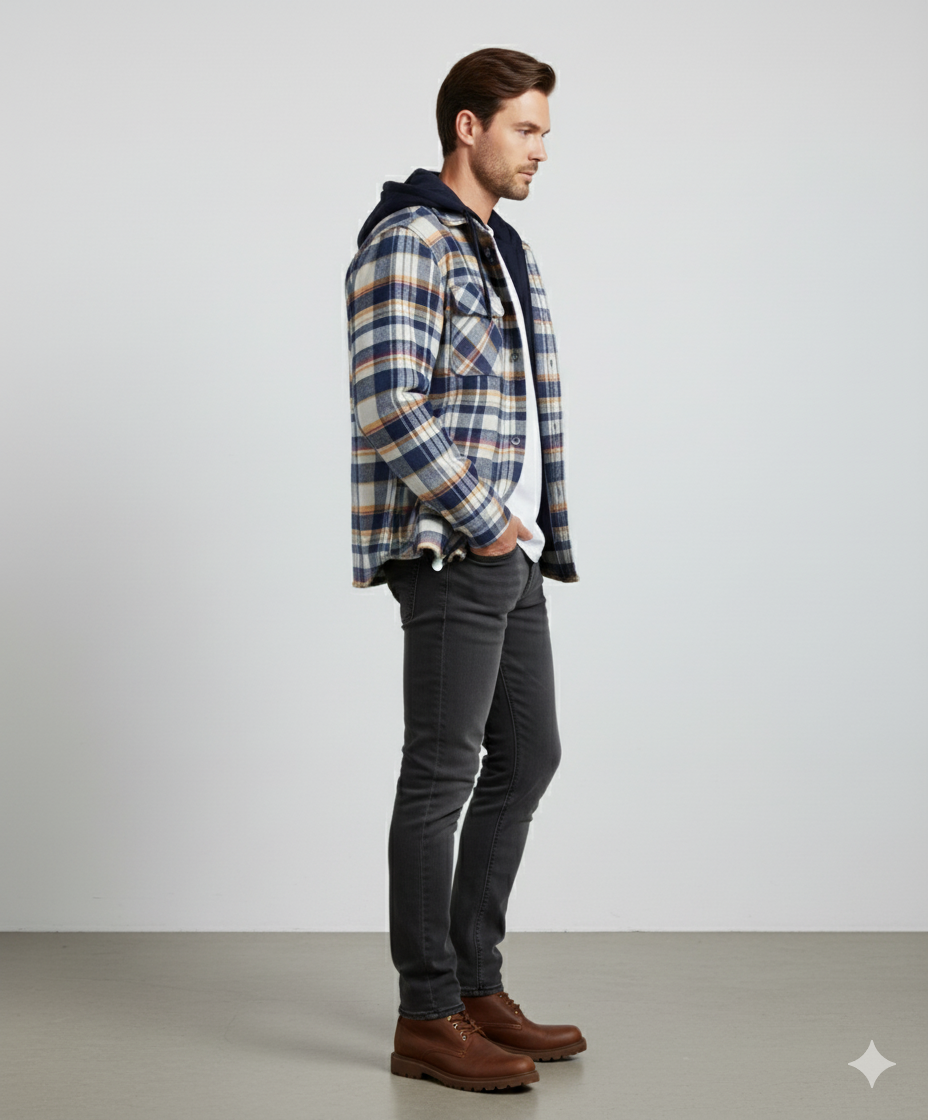 Gepolsterte Herrenjacke mit Karomuster | Warm & Casual Winter