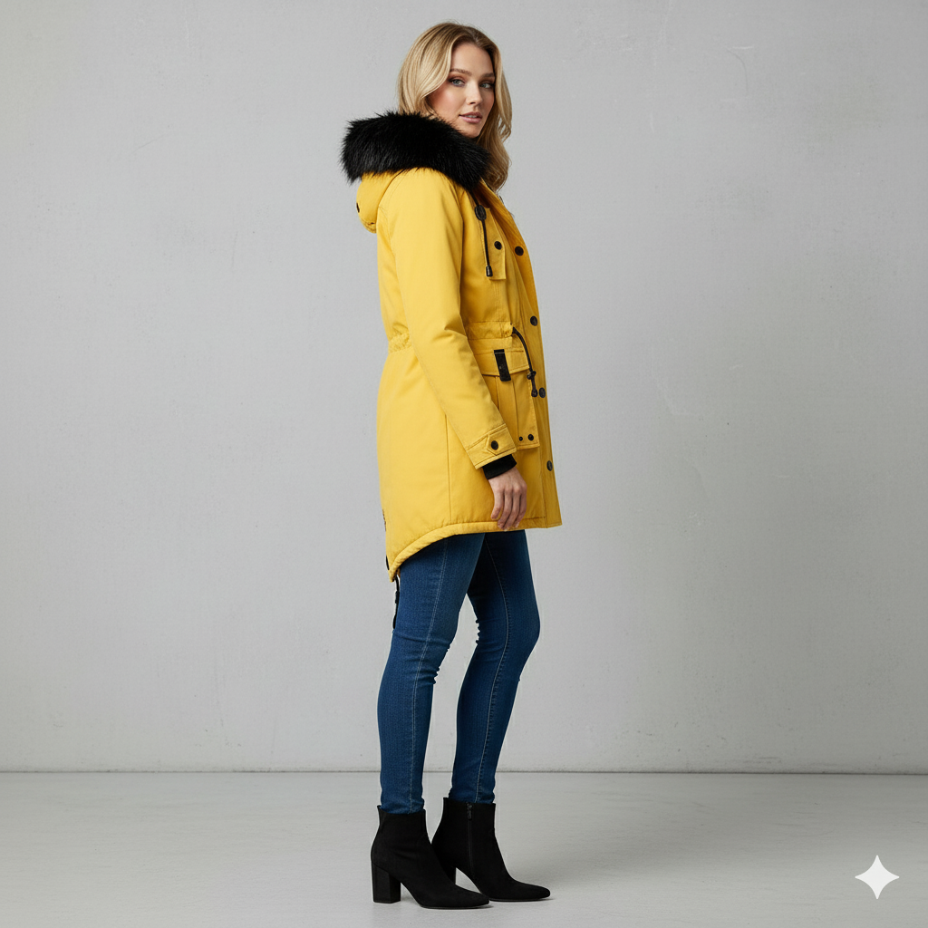 Damen Winterjacke mit Fellkapuze | Warm & Gefüttert